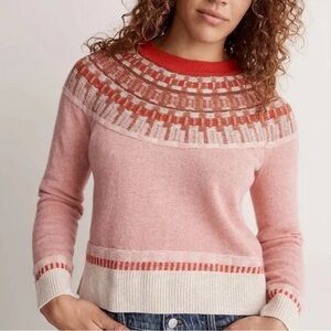 Madewell Pink and Red Crew Neck Sweater